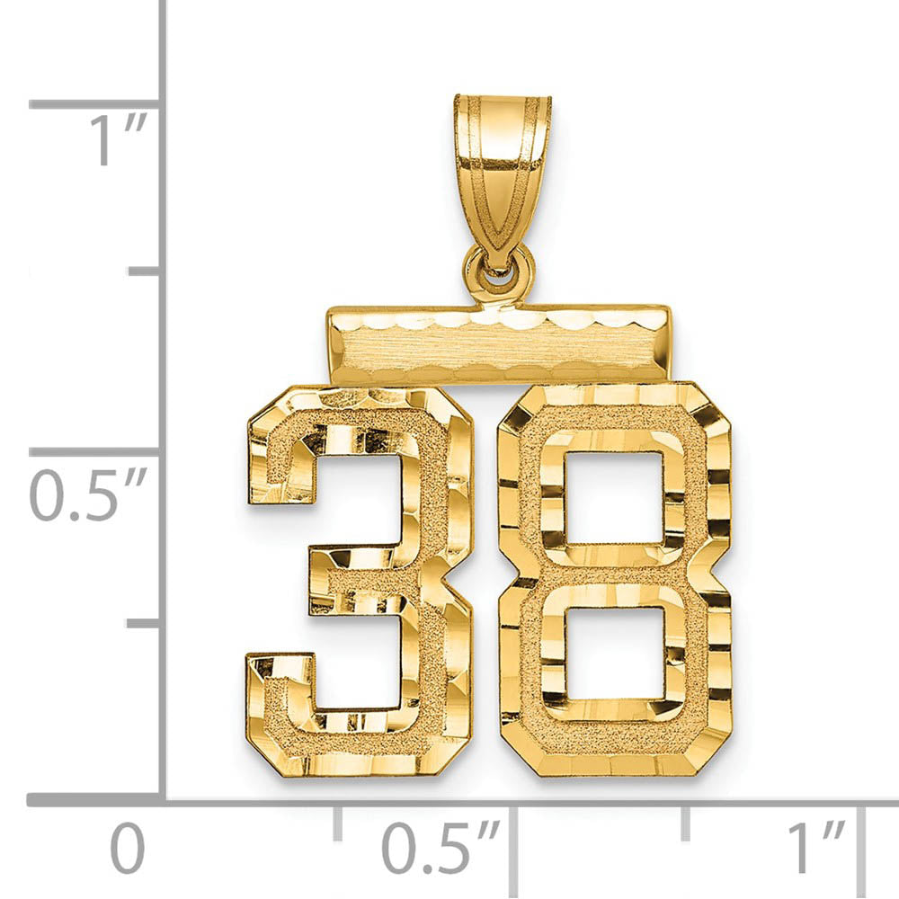 Alternate view of the 14K Yellow Gold, Varsity Collection, Medium D/C Pendant Number 38 by The Black Bow Jewelry Co.