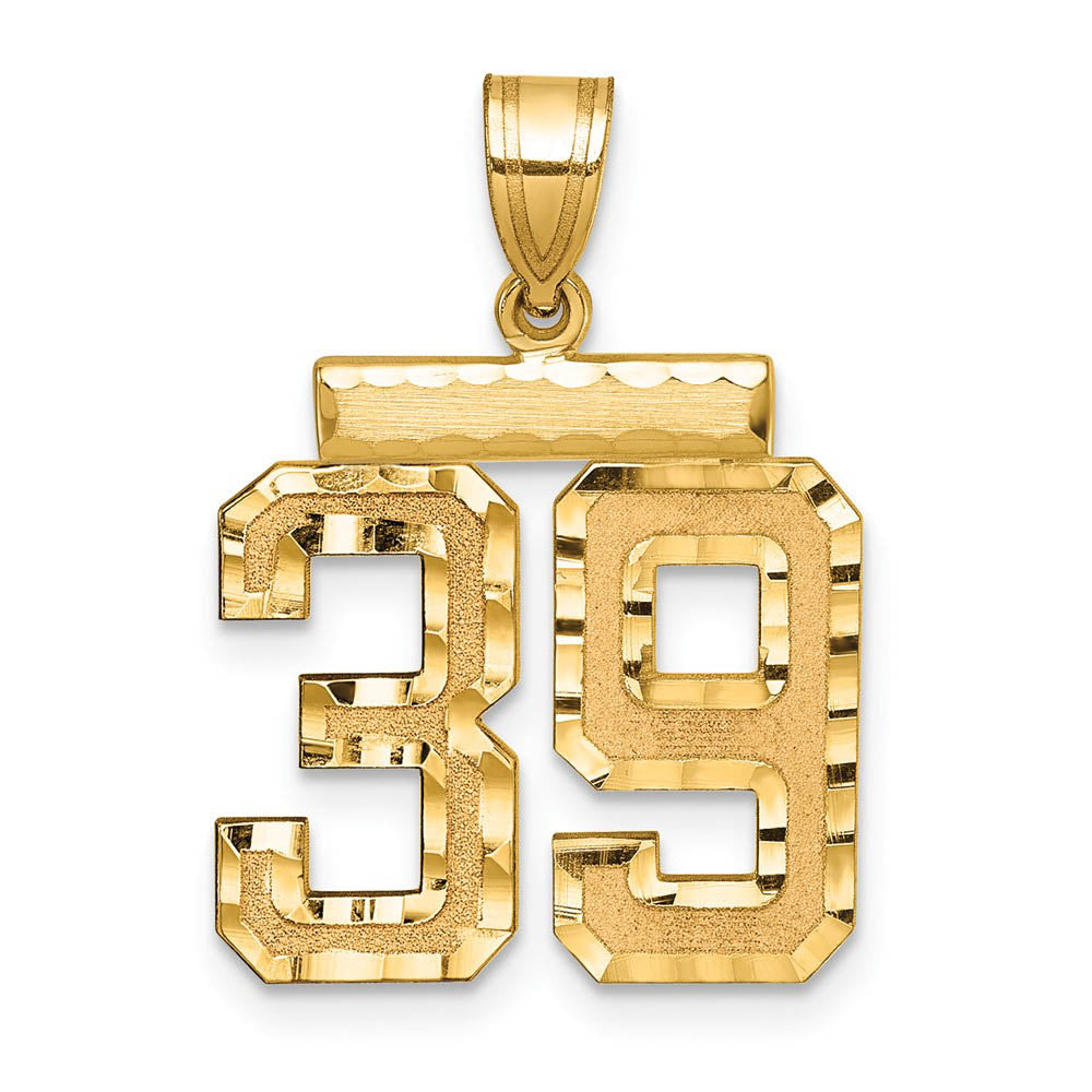 14K Yellow Gold, Varsity Collection, Medium D/C Pendant Number 39, Item P26836-39 by The Black Bow Jewelry Co.