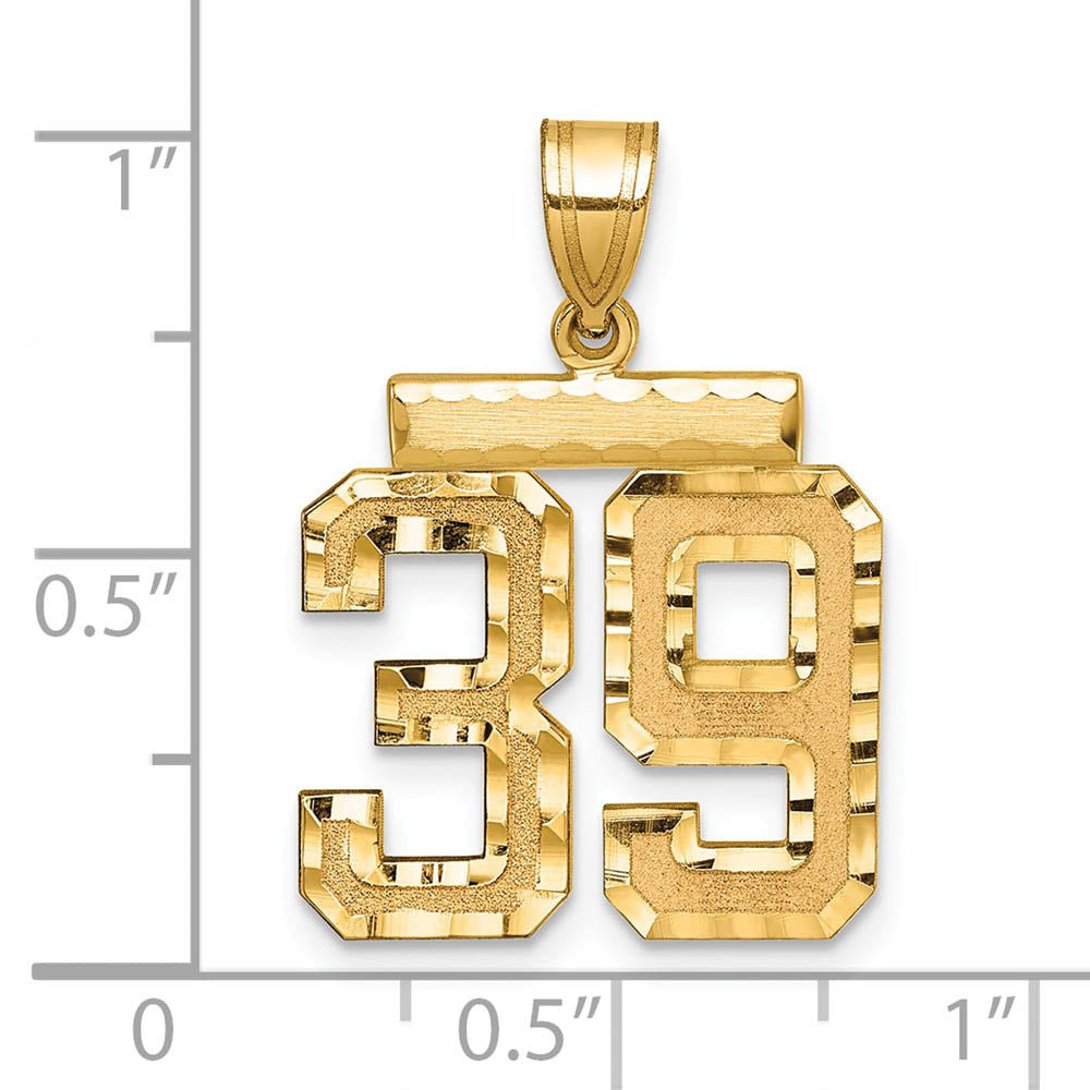 Alternate view of the 14K Yellow Gold, Varsity Collection, Medium D/C Pendant Number 39 by The Black Bow Jewelry Co.