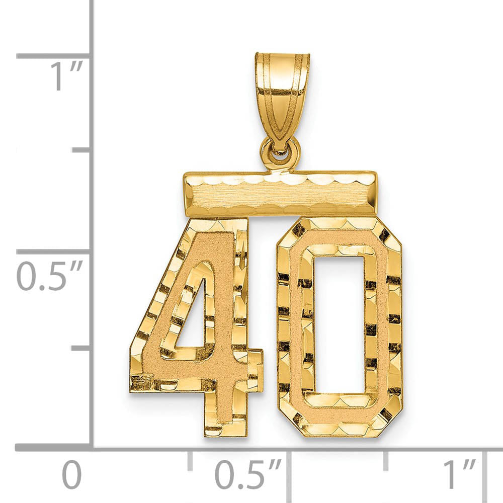 Alternate view of the 14K Yellow Gold, Varsity Collection, Medium D/C Pendant Number 40 by The Black Bow Jewelry Co.