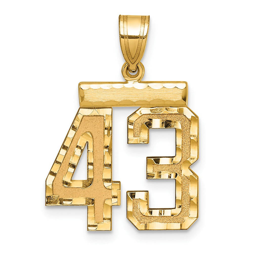 14K Yellow Gold, Varsity Collection, Medium D/C Pendant Number 43, Item P26836-43 by The Black Bow Jewelry Co.