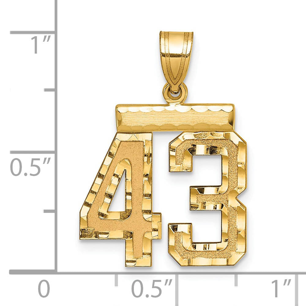 Alternate view of the 14K Yellow Gold, Varsity Collection, Medium D/C Pendant Number 43 by The Black Bow Jewelry Co.