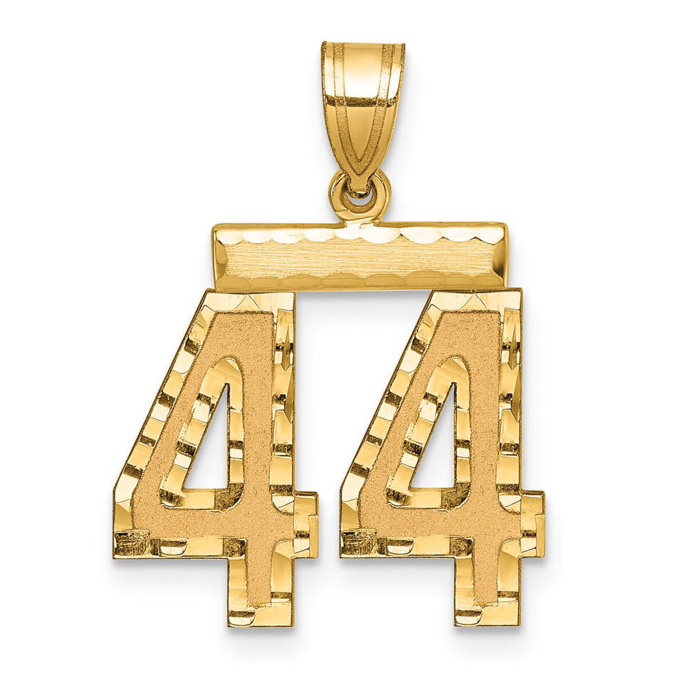 14K Yellow Gold, Varsity Collection, Medium D/C Pendant Number 44, Item P26836-44 by The Black Bow Jewelry Co.