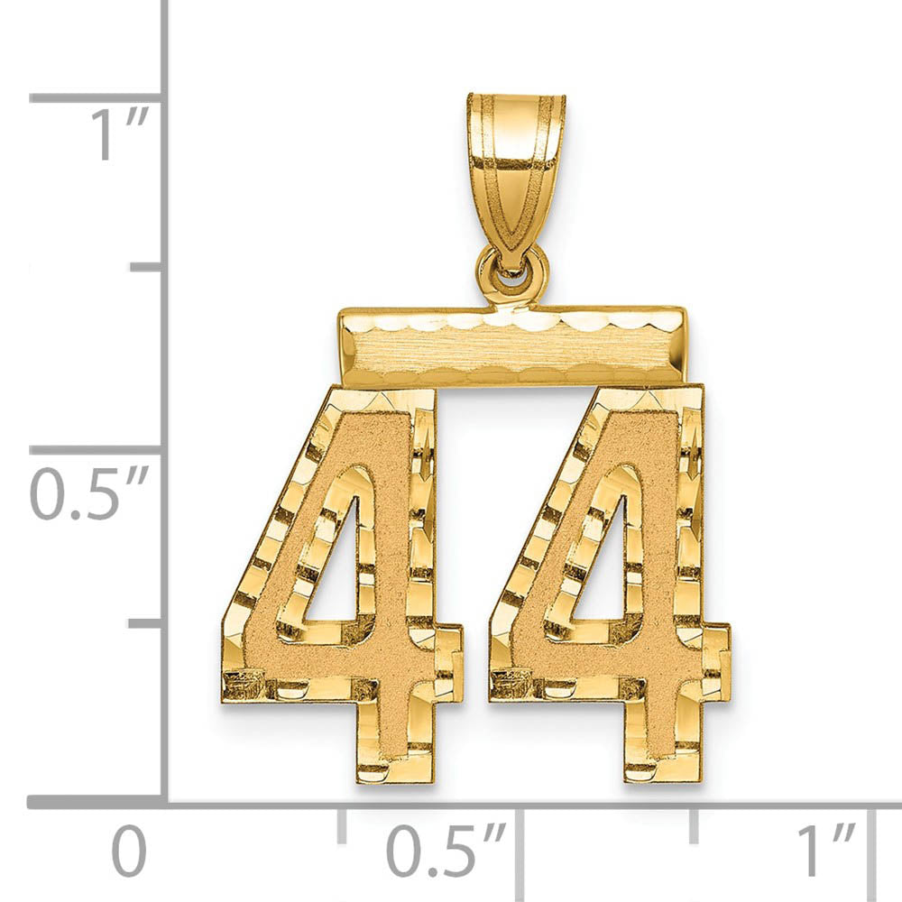 Alternate view of the 14K Yellow Gold, Varsity Collection, Medium D/C Pendant Number 44 by The Black Bow Jewelry Co.