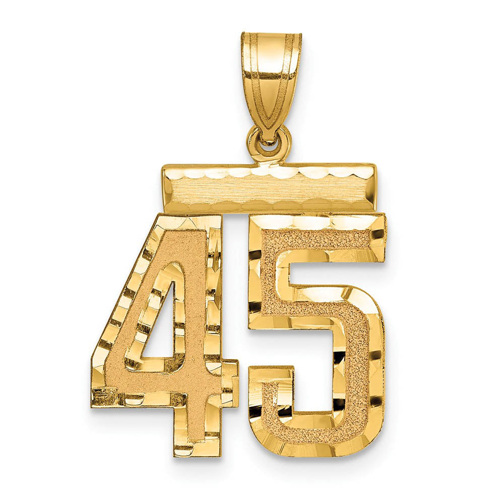 14K Yellow Gold, Varsity Collection, Medium D/C Pendant Number 45, Item P26836-45 by The Black Bow Jewelry Co.