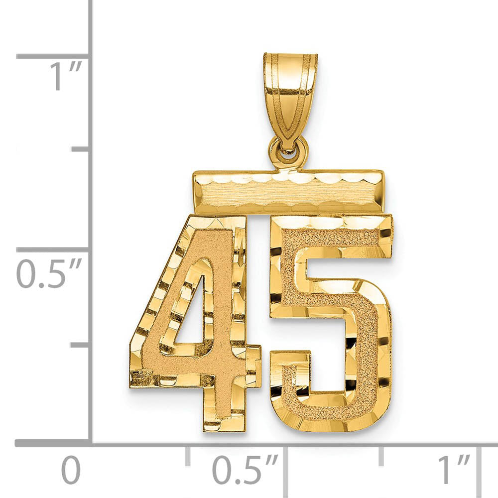 Alternate view of the 14K Yellow Gold, Varsity Collection, Medium D/C Pendant Number 45 by The Black Bow Jewelry Co.
