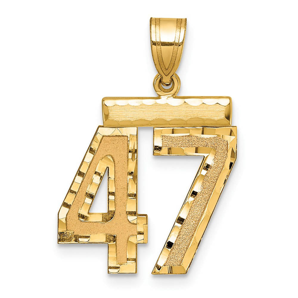 14K Yellow Gold, Varsity Collection, Medium D/C Pendant Number 47, Item P26836-47 by The Black Bow Jewelry Co.