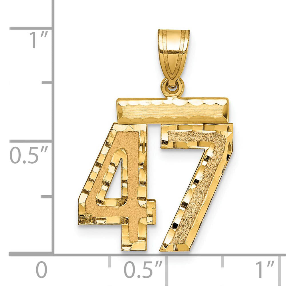 Alternate view of the 14K Yellow Gold, Varsity Collection, Medium D/C Pendant Number 47 by The Black Bow Jewelry Co.