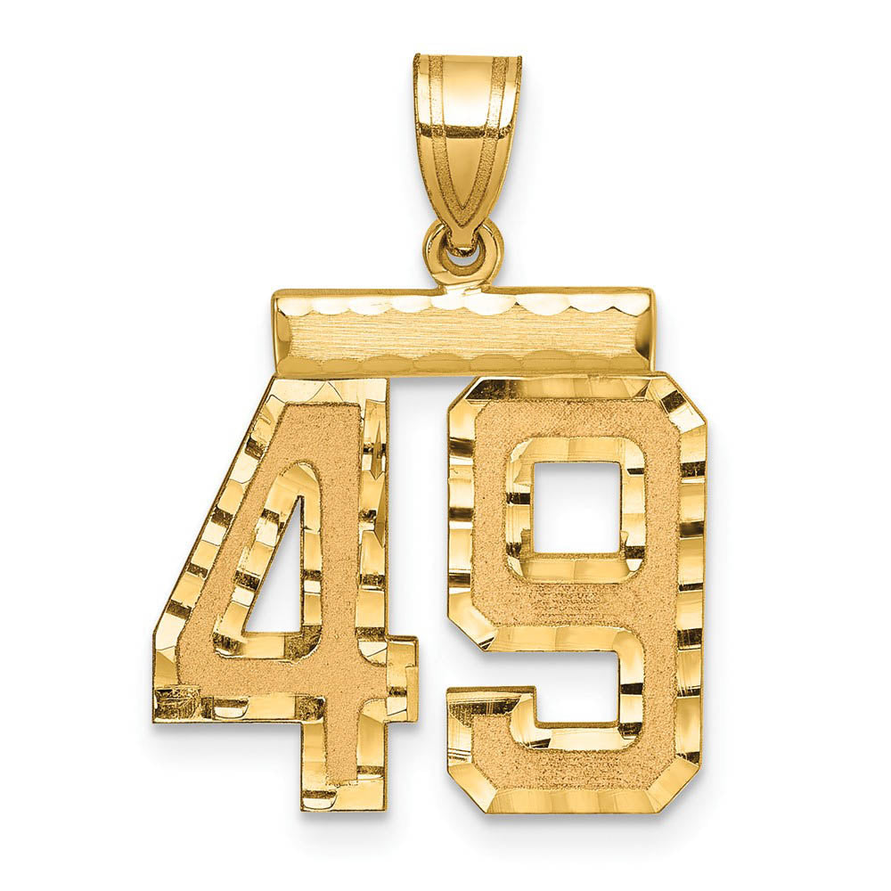 14K Yellow Gold, Varsity Collection, Medium D/C Pendant Number 49, Item P26836-49 by The Black Bow Jewelry Co.