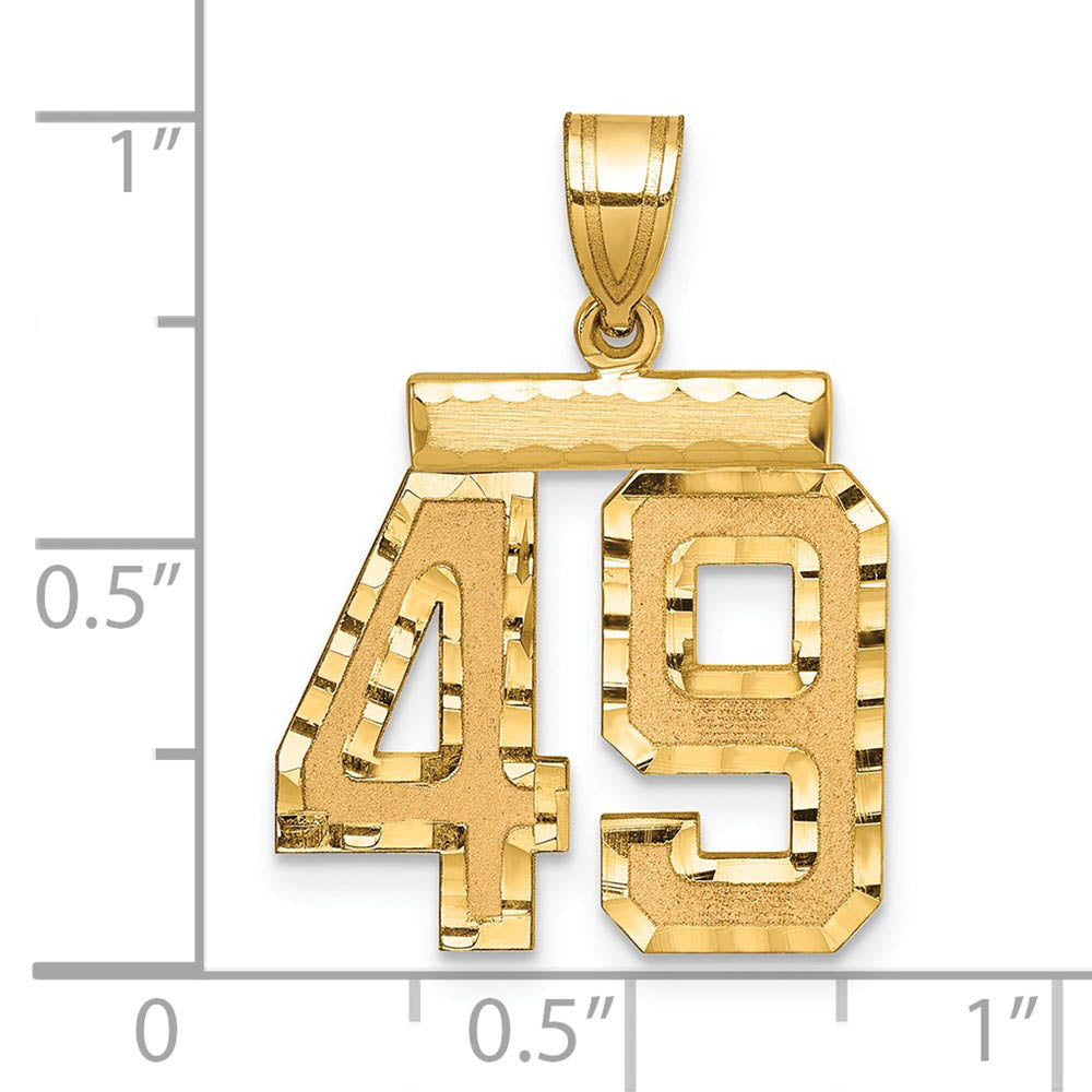 Alternate view of the 14K Yellow Gold, Varsity Collection, Medium D/C Pendant Number 49 by The Black Bow Jewelry Co.