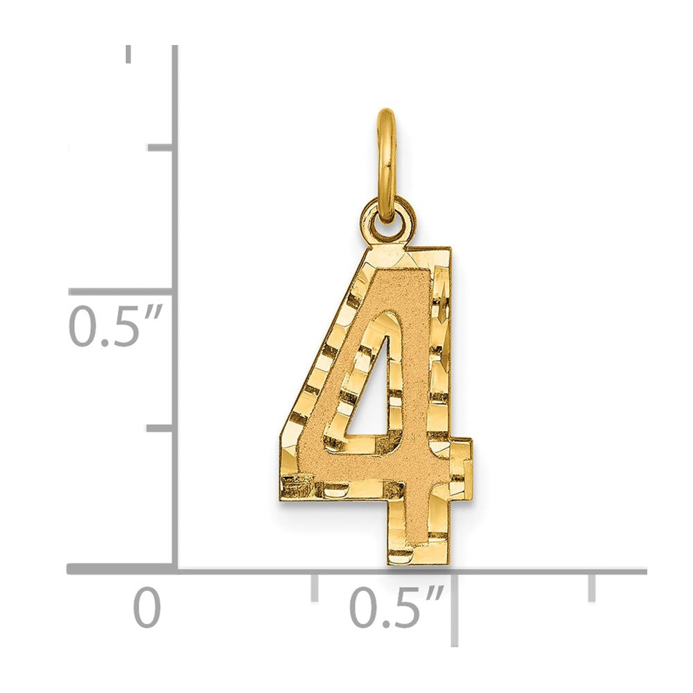 Alternate view of the 14K Yellow Gold, Varsity Collection, Medium D/C Pendant Number 4 by The Black Bow Jewelry Co.