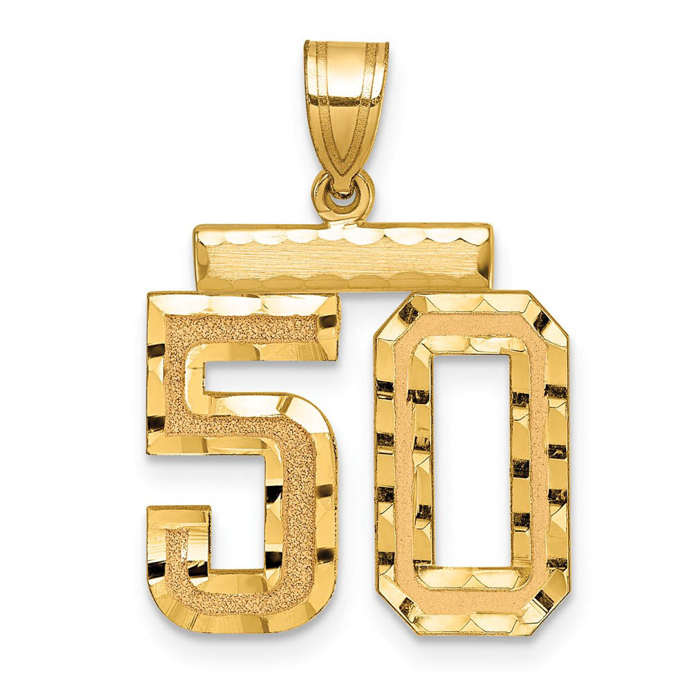 14K Yellow Gold, Varsity Collection, Medium D/C Pendant Number 50, Item P26836-50 by The Black Bow Jewelry Co.