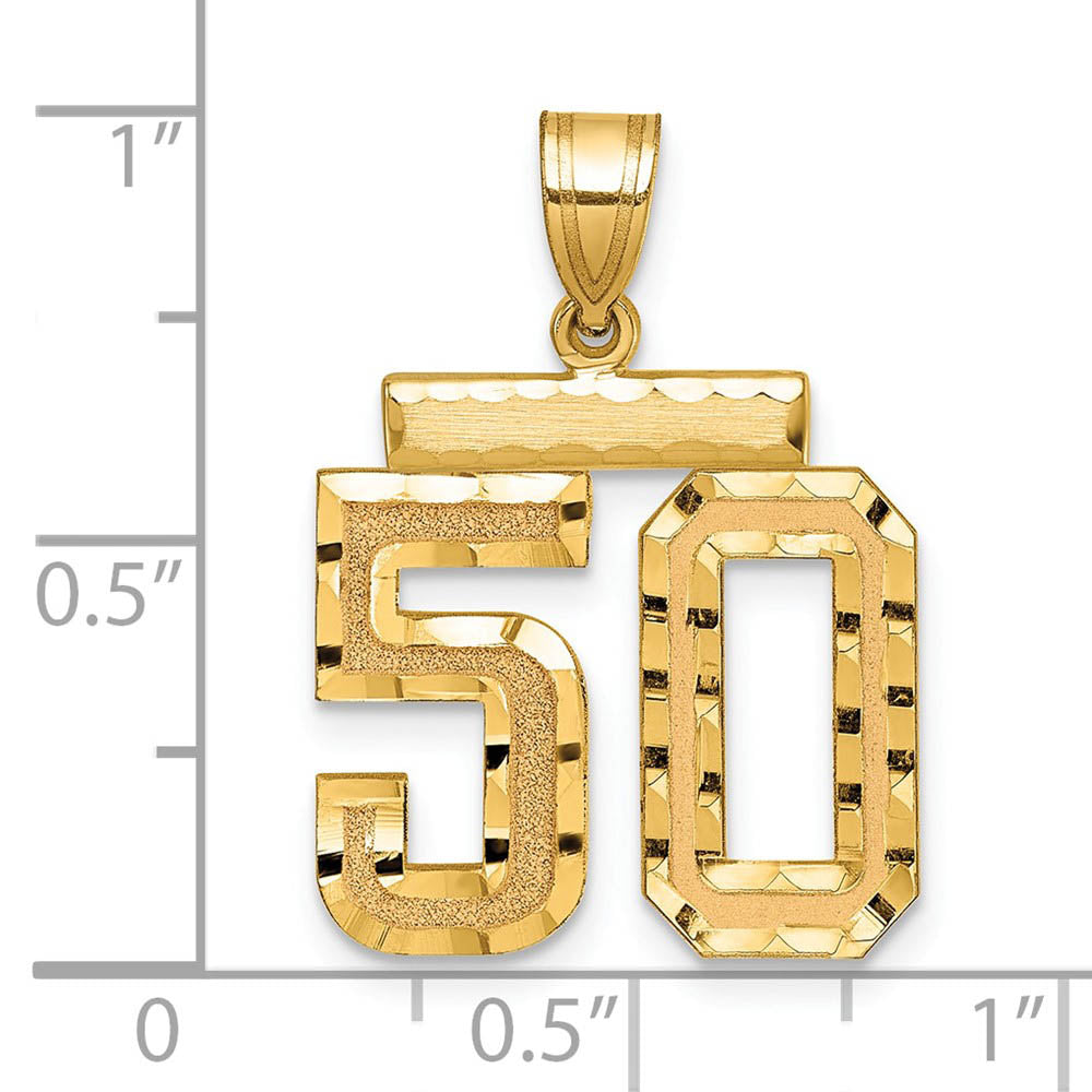 Alternate view of the 14K Yellow Gold, Varsity Collection, Medium D/C Pendant Number 50 by The Black Bow Jewelry Co.
