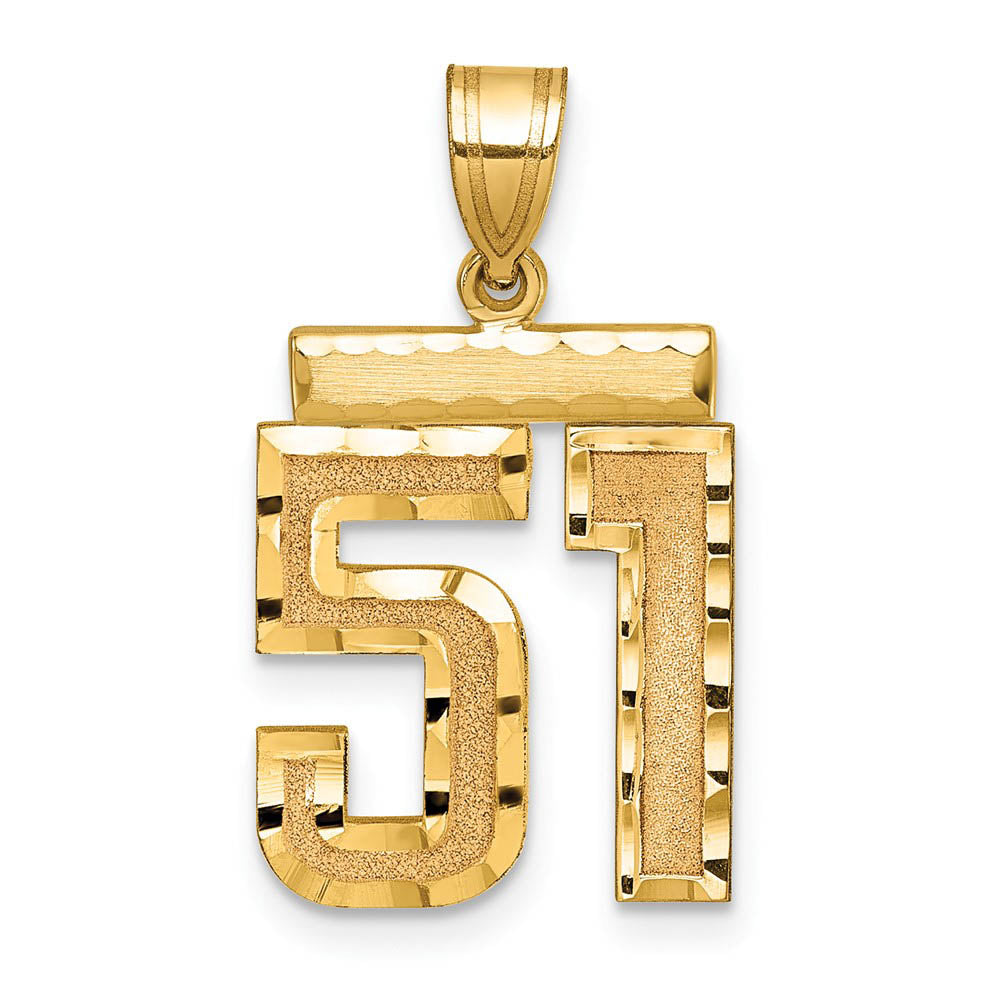 14K Yellow Gold, Varsity Collection, Medium D/C Pendant Number 51, Item P26836-51 by The Black Bow Jewelry Co.