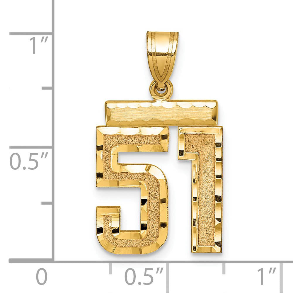 Alternate view of the 14K Yellow Gold, Varsity Collection, Medium D/C Pendant Number 51 by The Black Bow Jewelry Co.