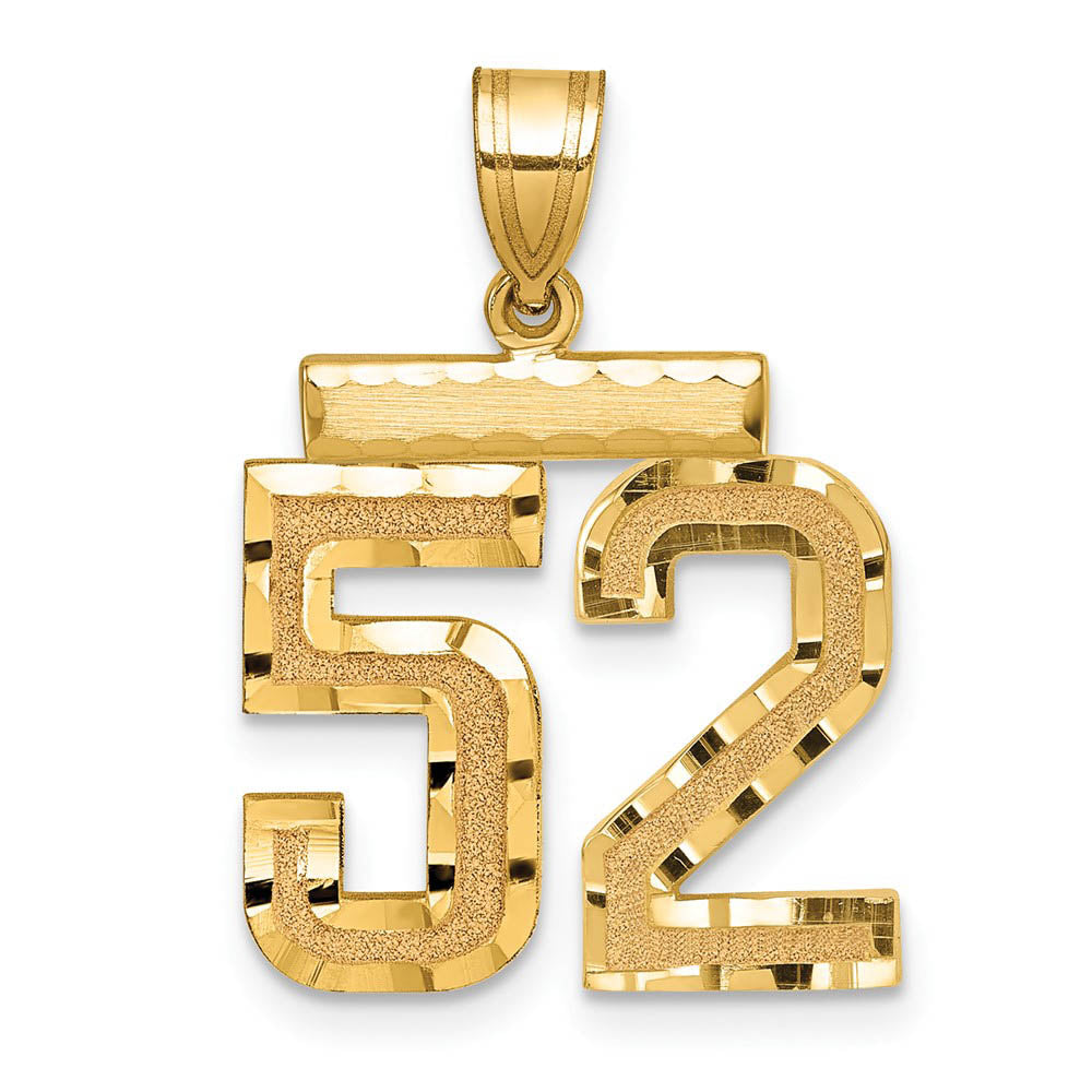 14K Yellow Gold, Varsity Collection, Medium D/C Pendant Number 52, Item P26836-52 by The Black Bow Jewelry Co.