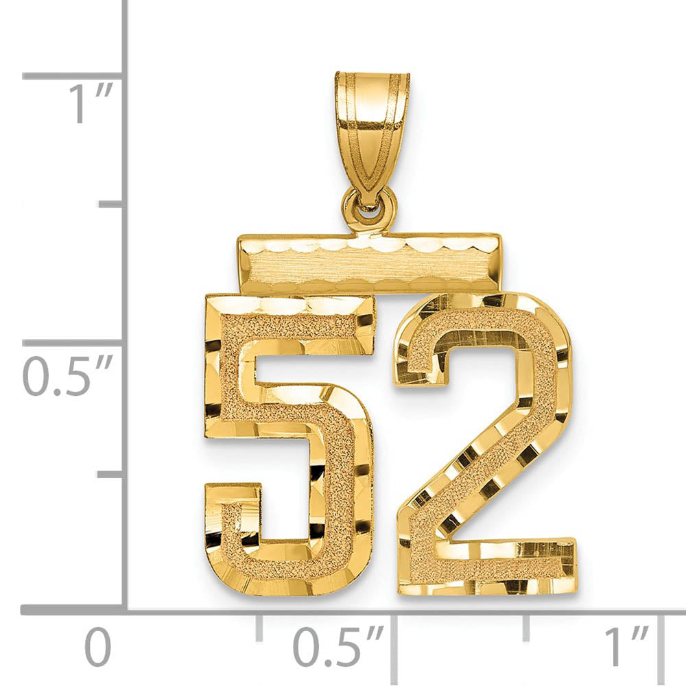 Alternate view of the 14K Yellow Gold, Varsity Collection, Medium D/C Pendant Number 52 by The Black Bow Jewelry Co.