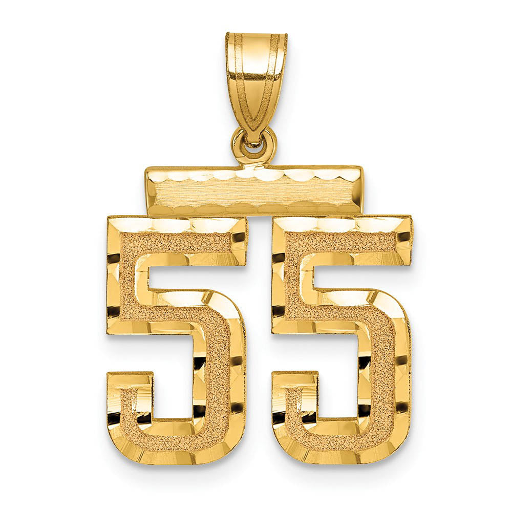 14K Yellow Gold, Varsity Collection, Medium D/C Pendant Number 55, Item P26836-55 by The Black Bow Jewelry Co.