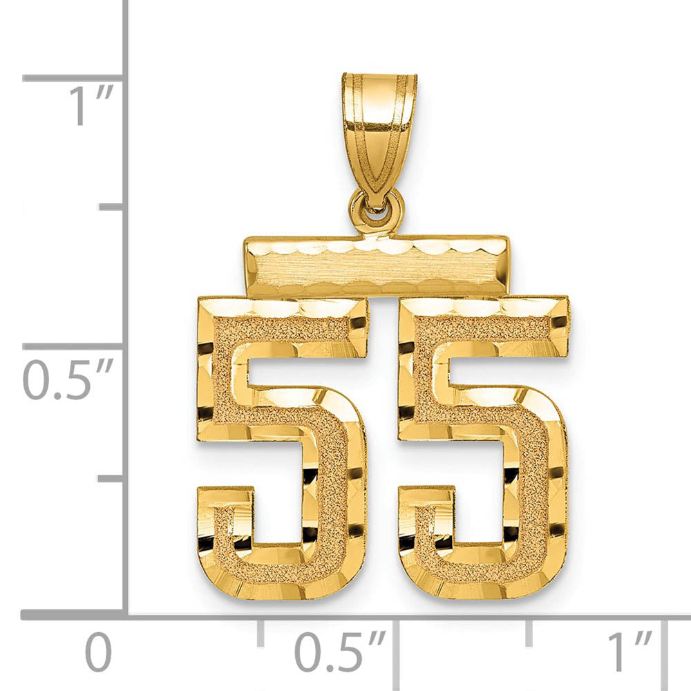 Alternate view of the 14K Yellow Gold, Varsity Collection, Medium D/C Pendant Number 55 by The Black Bow Jewelry Co.