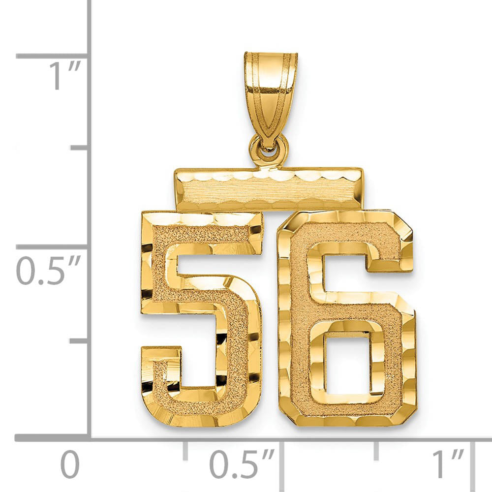 Alternate view of the 14K Yellow Gold, Varsity Collection, Medium D/C Pendant Number 56 by The Black Bow Jewelry Co.