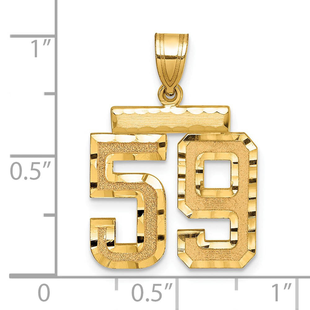 Alternate view of the 14K Yellow Gold, Varsity Collection, Medium D/C Pendant Number 59 by The Black Bow Jewelry Co.