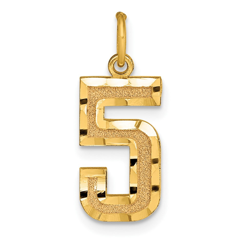 14K Yellow Gold, Varsity Collection, Medium D/C Pendant Number 5, Item P26836-5 by The Black Bow Jewelry Co.