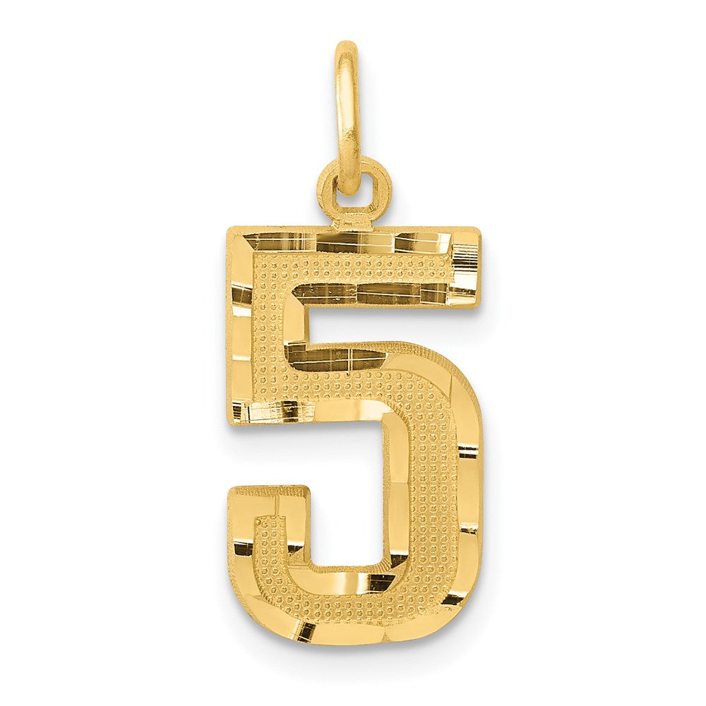 14K Yellow Gold, Varsity Collection, Medium D/C Pendant Number 5, Item P26836-5 by The Black Bow Jewelry Co.