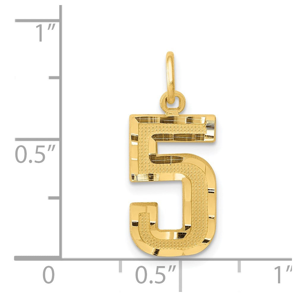 Alternate view of the 14K Yellow Gold, Varsity Collection, Medium D/C Pendant Number 5 by The Black Bow Jewelry Co.
