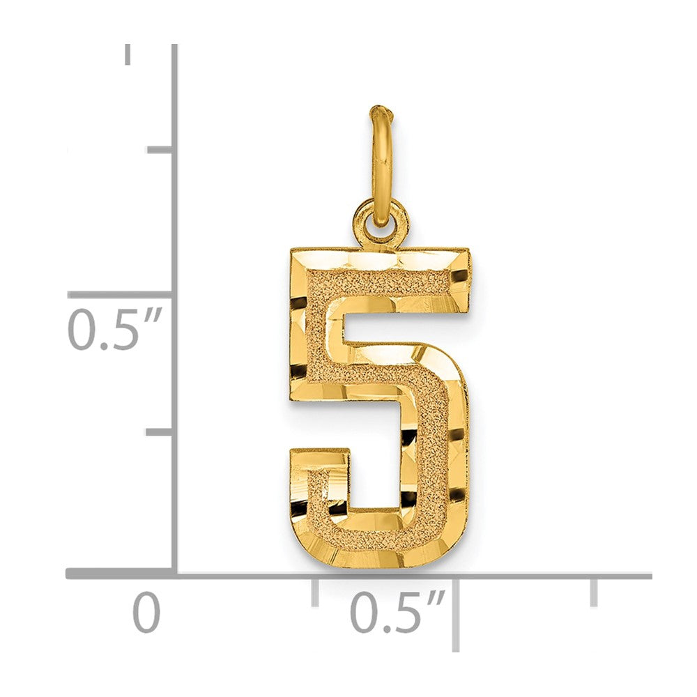 Alternate view of the 14K Yellow Gold, Varsity Collection, Medium D/C Pendant Number 5 by The Black Bow Jewelry Co.