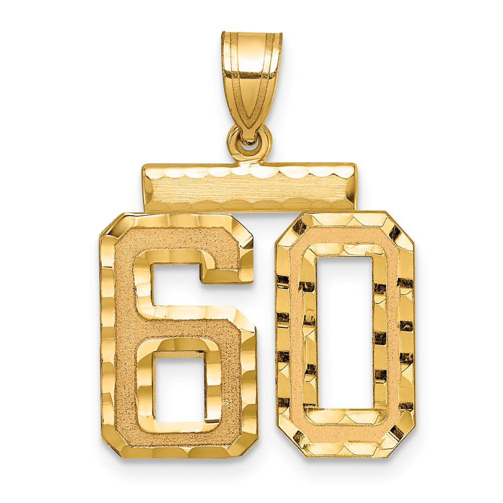 14K Yellow Gold, Varsity Collection, Medium D/C Pendant Number 60, Item P26836-60 by The Black Bow Jewelry Co.