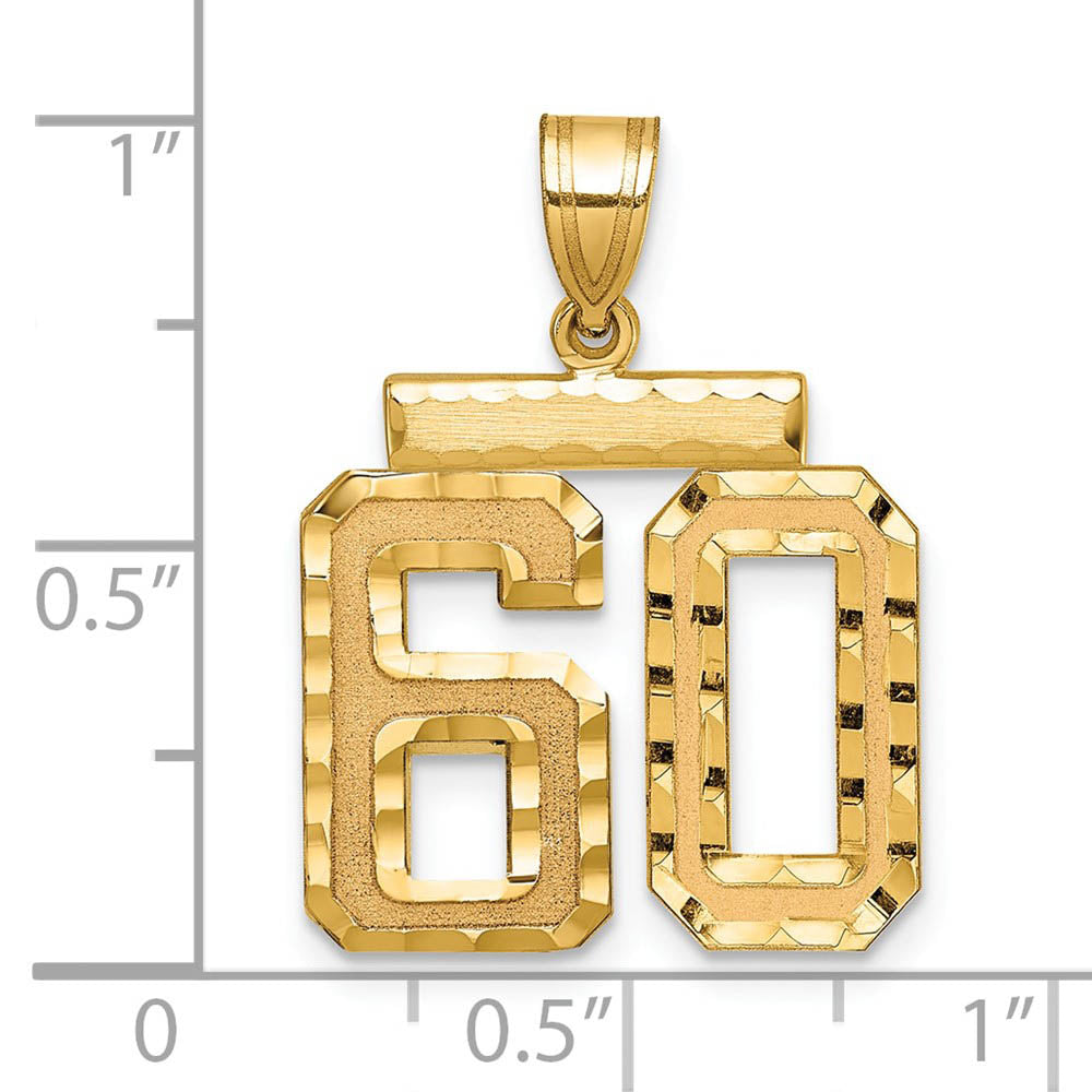 Alternate view of the 14K Yellow Gold, Varsity Collection, Medium D/C Pendant Number 60 by The Black Bow Jewelry Co.