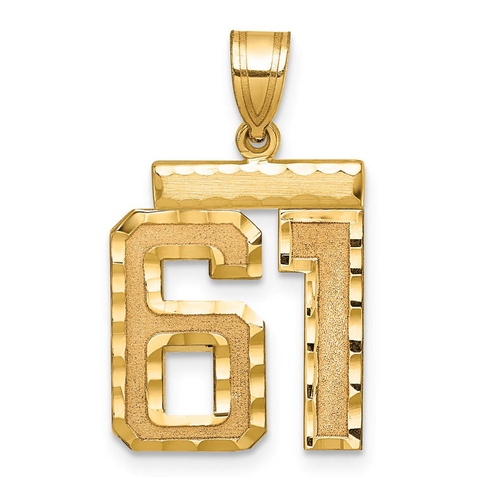 14K Yellow Gold, Varsity Collection, Medium D/C Pendant Number 61, Item P26836-61 by The Black Bow Jewelry Co.