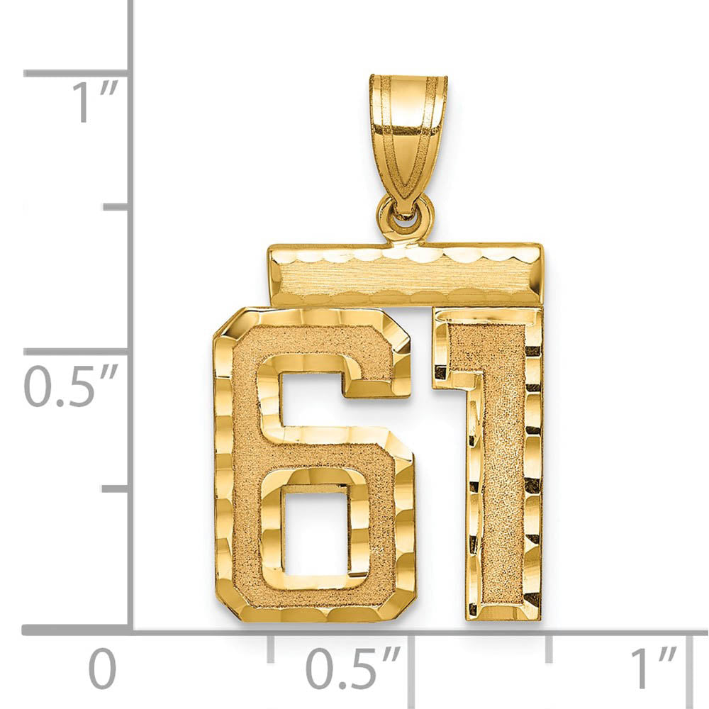 Alternate view of the 14K Yellow Gold, Varsity Collection, Medium D/C Pendant Number 61 by The Black Bow Jewelry Co.