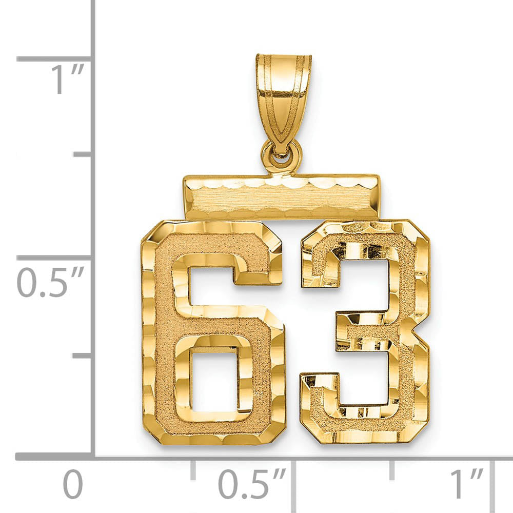 Alternate view of the 14K Yellow Gold, Varsity Collection, Medium D/C Pendant Number 63 by The Black Bow Jewelry Co.