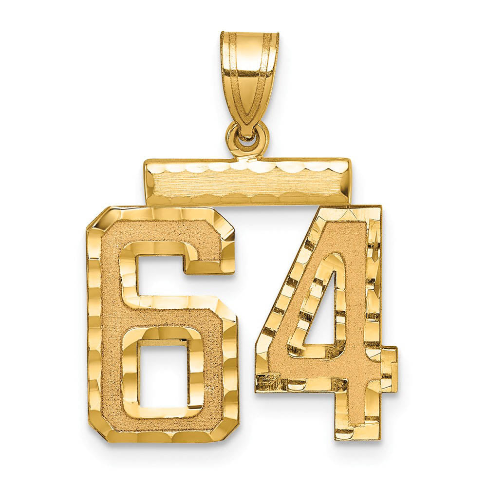 14K Yellow Gold, Varsity Collection, Medium D/C Pendant Number 64, Item P26836-64 by The Black Bow Jewelry Co.