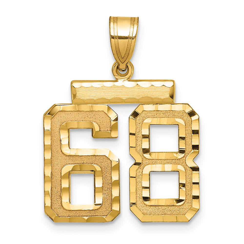 14K Yellow Gold, Varsity Collection, Medium D/C Pendant Number 68, Item P26836-68 by The Black Bow Jewelry Co.