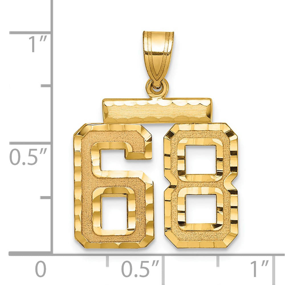 Alternate view of the 14K Yellow Gold, Varsity Collection, Medium D/C Pendant Number 68 by The Black Bow Jewelry Co.