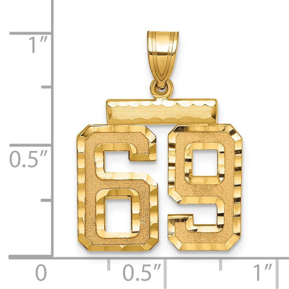 Alternate view of the 14K Yellow Gold, Varsity Collection, Medium D/C Pendant Number 69 by The Black Bow Jewelry Co.