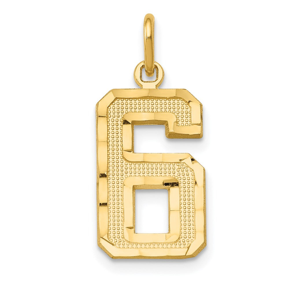14K Yellow Gold, Varsity Collection, Medium D/C Pendant Number 6, Item P26836-6 by The Black Bow Jewelry Co.