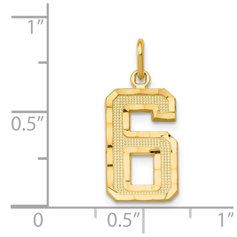 Alternate view of the 14K Yellow Gold, Varsity Collection, Medium D/C Pendant Number 6 by The Black Bow Jewelry Co.