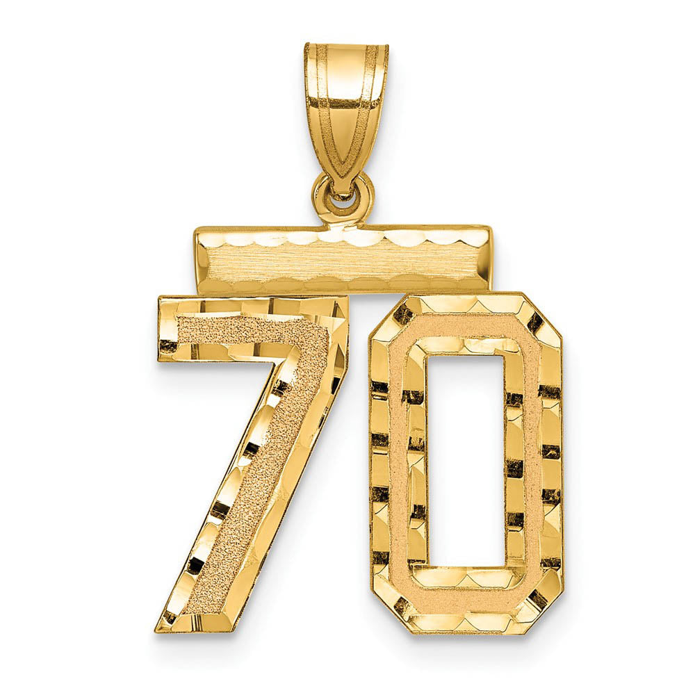 14K Yellow Gold, Varsity Collection, Medium D/C Pendant Number 70, Item P26836-70 by The Black Bow Jewelry Co.