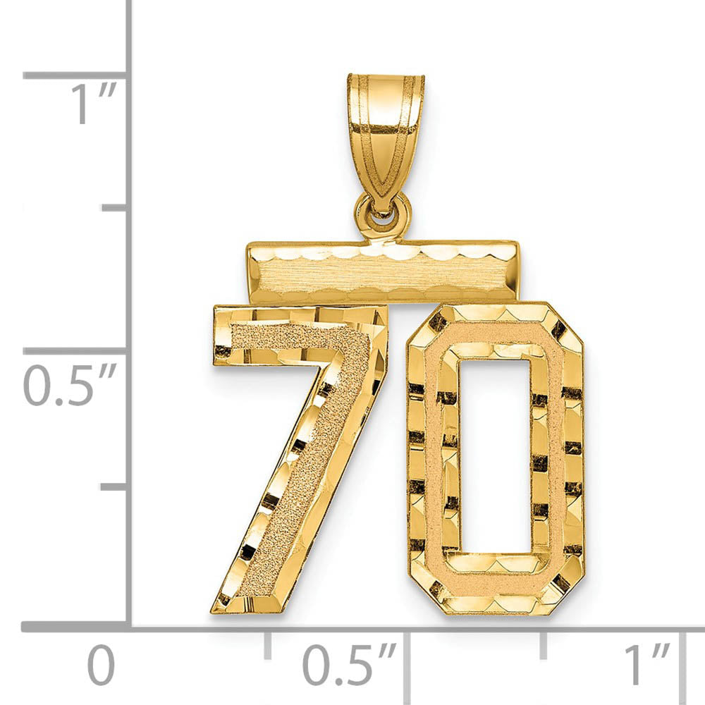 Alternate view of the 14K Yellow Gold, Varsity Collection, Medium D/C Pendant Number 70 by The Black Bow Jewelry Co.