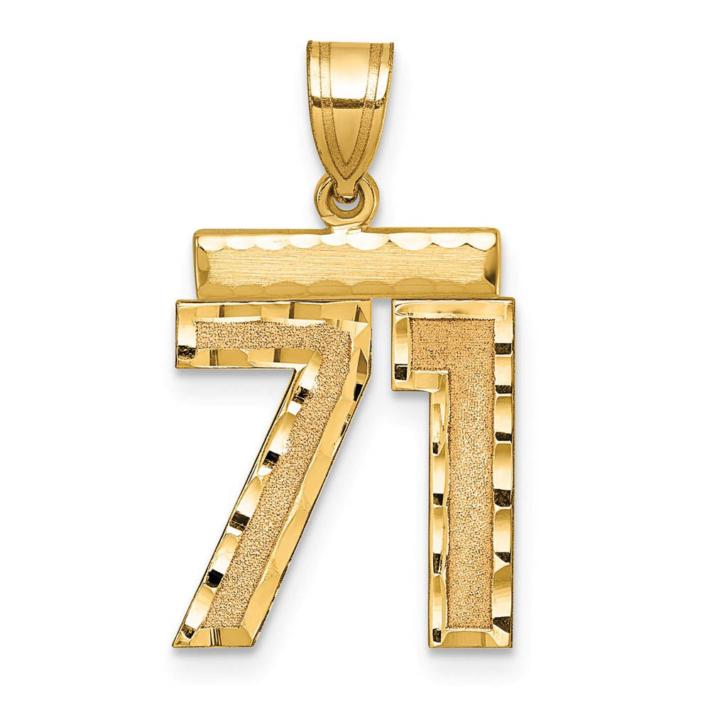 14K Yellow Gold, Varsity Collection, Medium D/C Pendant Number 71, Item P26836-71 by The Black Bow Jewelry Co.