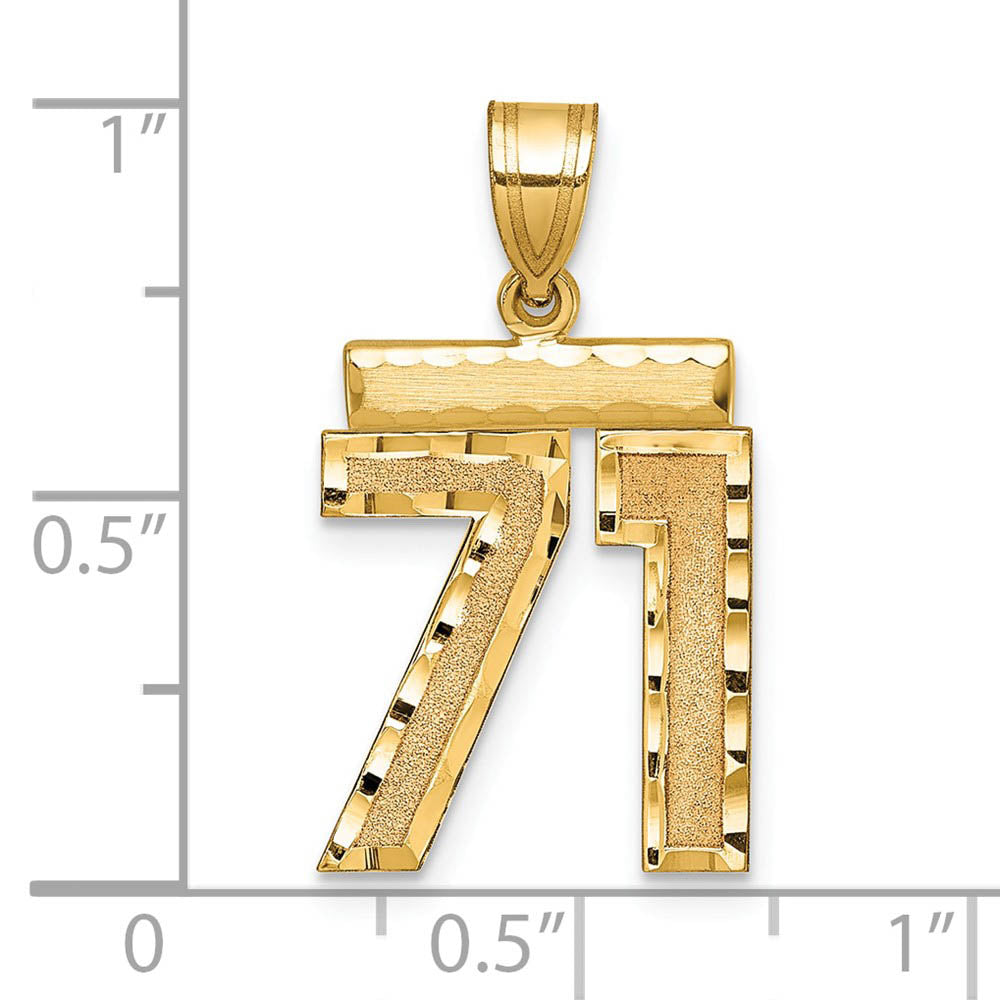 Alternate view of the 14K Yellow Gold, Varsity Collection, Medium D/C Pendant Number 71 by The Black Bow Jewelry Co.