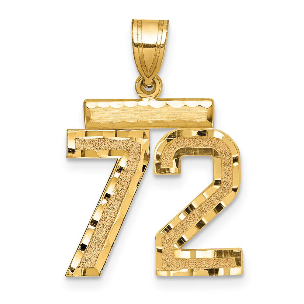 14K Yellow Gold, Varsity Collection, Medium D/C Pendant Number 72, Item P26836-72 by The Black Bow Jewelry Co.