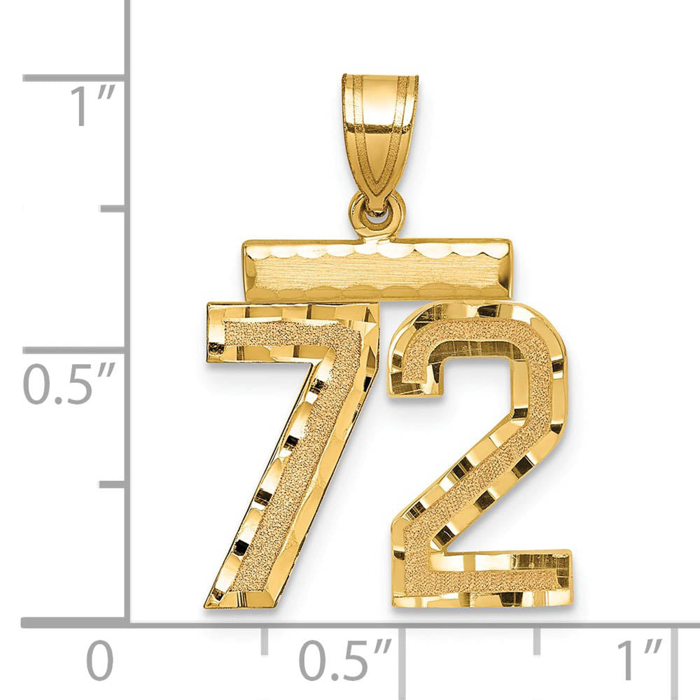 Alternate view of the 14K Yellow Gold, Varsity Collection, Medium D/C Pendant Number 72 by The Black Bow Jewelry Co.