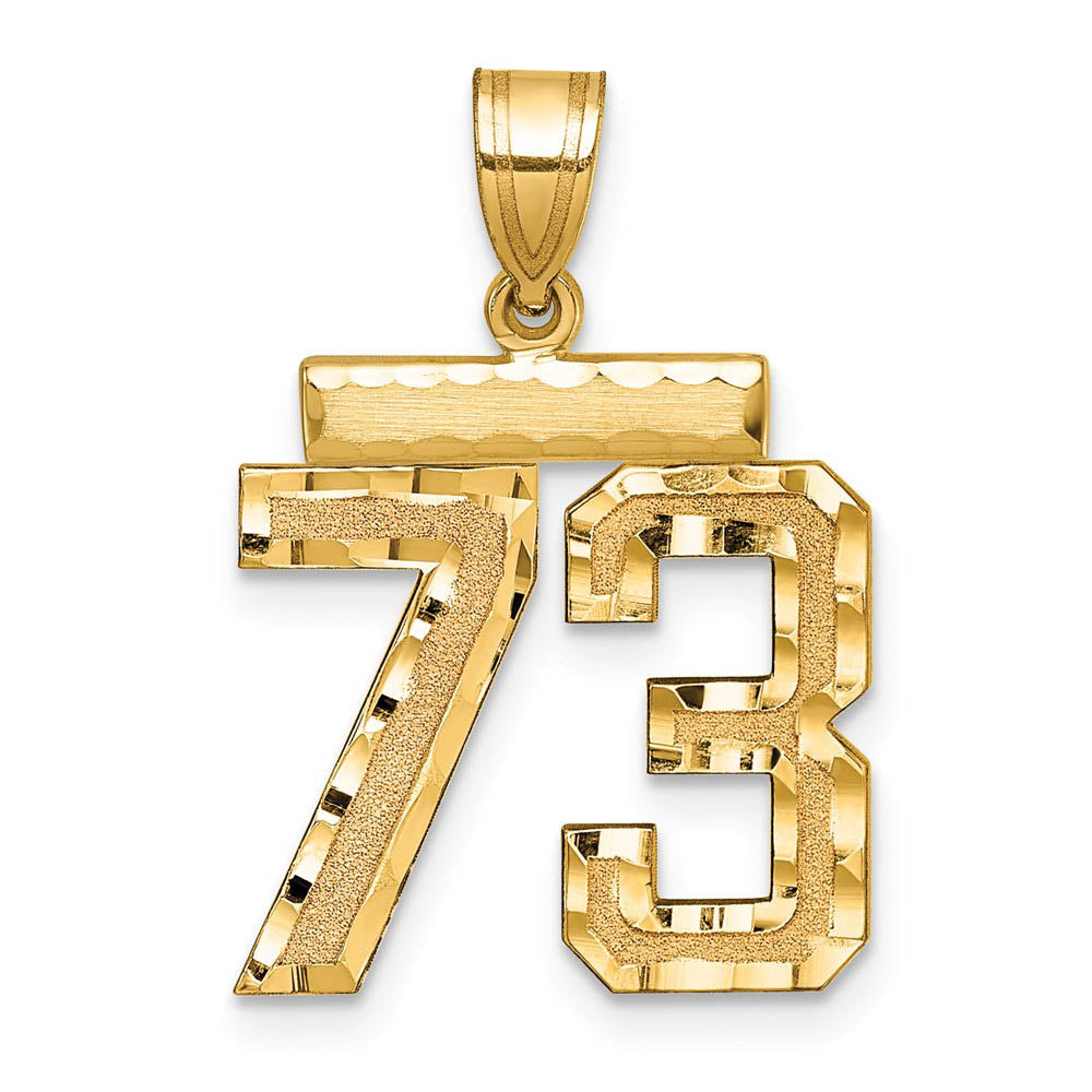 14K Yellow Gold, Varsity Collection, Medium D/C Pendant Number 73, Item P26836-73 by The Black Bow Jewelry Co.