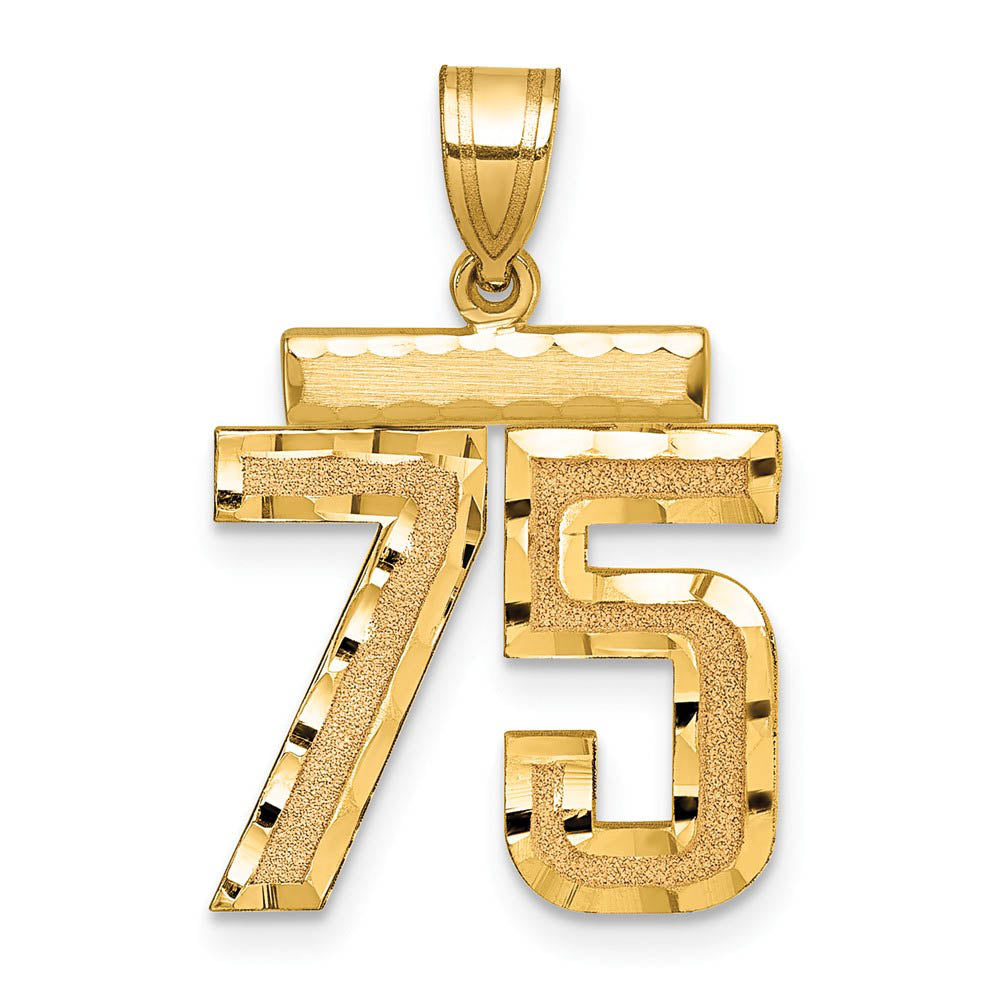 14K Yellow Gold, Varsity Collection, Medium D/C Pendant Number 75, Item P26836-75 by The Black Bow Jewelry Co.