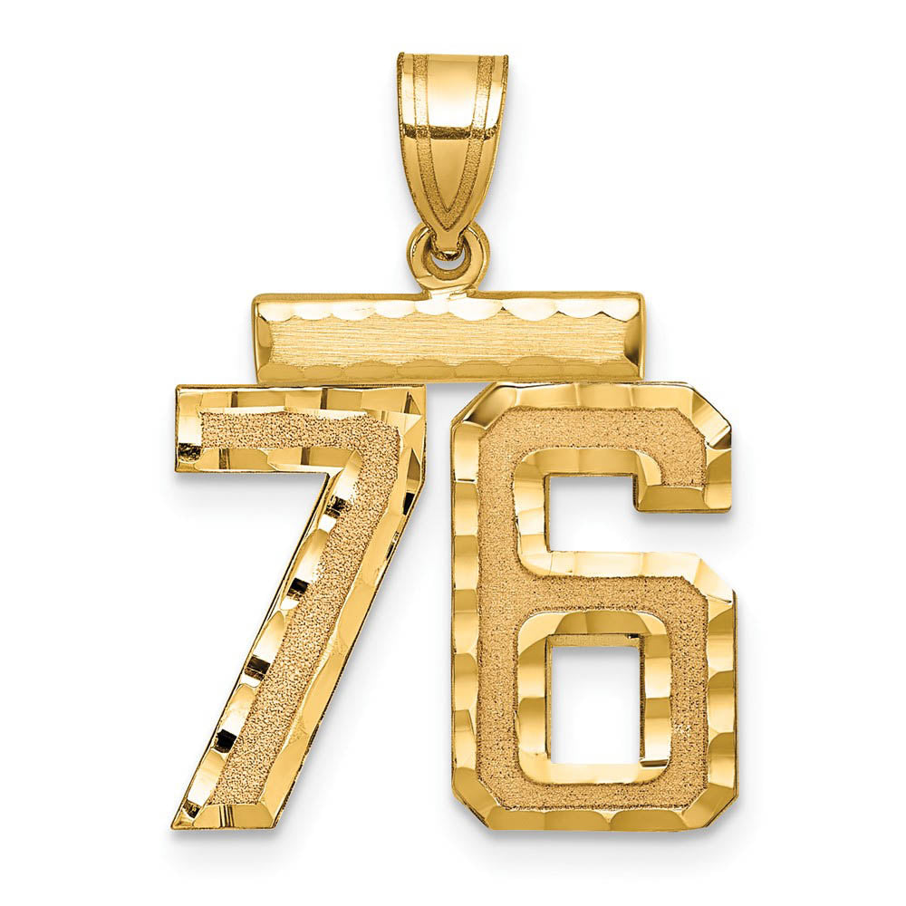 14K Yellow Gold, Varsity Collection, Medium D/C Pendant Number 76, Item P26836-76 by The Black Bow Jewelry Co.