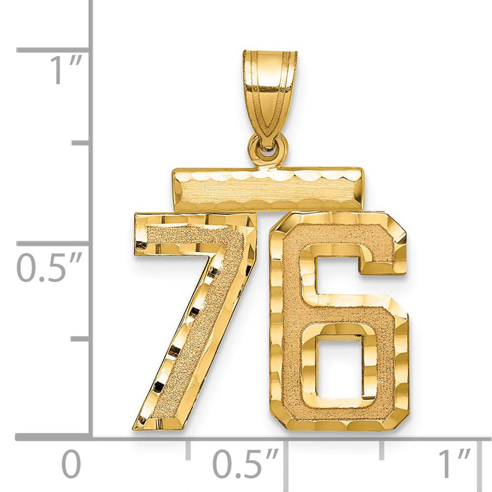 Alternate view of the 14K Yellow Gold, Varsity Collection, Medium D/C Pendant Number 76 by The Black Bow Jewelry Co.